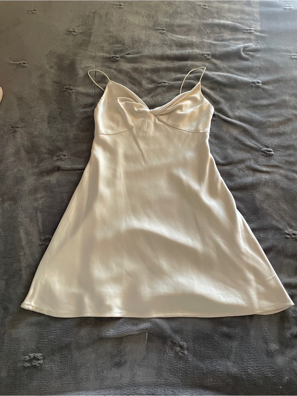 Princess Polly Satin Ivory Slip Dress with Spaghetti Straps